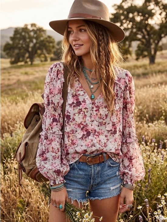 For Love And Lemons Tops - For Love & Lemons Beautiful Boho Eclipse Blouse in Country Floral